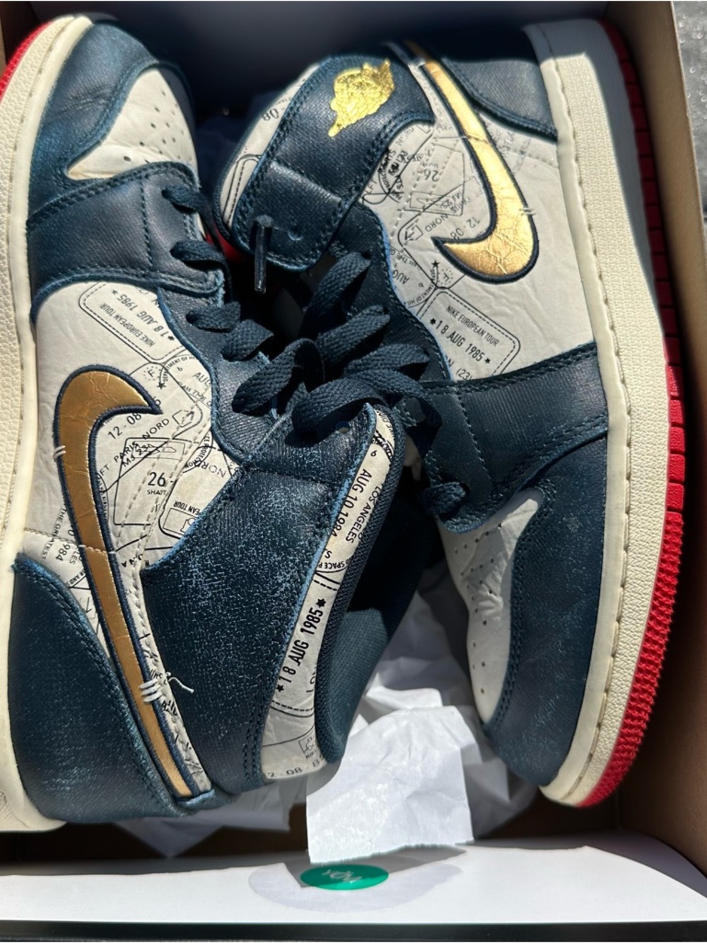 Nike Air Jordan 1 High-Top Sneakers - Navy, White & Gold
